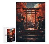 Jigsaw Puzzles 500 PCS for Adults Japanese Torri Gate Moon Teenagers Puzzles Toy Wall Decor Perfect Decoration Challenging To Complete 500 PCS