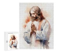Jigsaw Puzzles 500 PCS for Adults Jesus Praying Watercolor Adult Jigsaw Puzzle Toy Wall Decor Analysis And Logic Challenging To Complete 500 PCS
