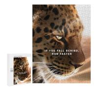 Jigsaw Puzzles 500 PCS for Adults Leopard Motivation Run Faster Jigsaw for Adults Anti-Stress Toys A Work of Art Great Gift for Gaming 500 PCS