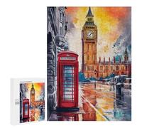 Jigsaw Puzzles 500 PCS for Adults London Watercolor Adult Jigsaw Puzzle Toy Wall Decor Analysis And Logic Challenging To Complete 500 PCS