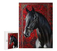 Jigsaw Puzzles 500 PCS for Adults Majestic Black Horse Teenagers Puzzles Hands-on Game Precision Cutting Help The Brain Exercise 500 PCS