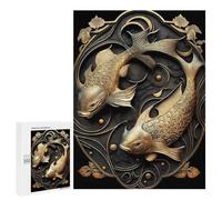 Jigsaw Puzzles 500 PCS for Adults Majestic Koi Fish Art Deco Puzzles for Adults Family Games Difficult Hard for Birthday, Chrismas 500 PCS