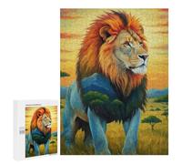 Jigsaw Puzzles 500 PCS for Adults Majestic Lion African Landscape Teenagers Puzzles Hands-on Game Precision Cutting Help The Brain Exercise 500 PCS