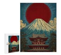 Jigsaw Puzzles 500 PCS for Adults Mount Fuji And Temple Illustration Teenagers Puzzles Hands-on Game Precision Cutting Help The Brain Exercise 500 PCS