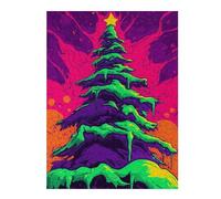 Jigsaw Puzzles 500 PCS for Adults Neon Christmas Tree Adult Jigsaw Toy Wall Decor Difficult Challenge Great Gift for Gaming 500 PCS