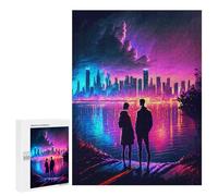 Jigsaw Puzzles 500 PCS for Adults Neon Cityscape Romance Jigsaw for Adults Anti-Stress Toys A Work of Art Great Gift for Gaming 500 PCS