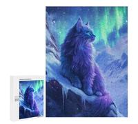 Jigsaw Puzzles 500 PCS for Adults Northern Lights Cat Adult Jigsaw Puzzle Toy Wall Decor Analysis And Logic Challenging To Complete 500 PCS
