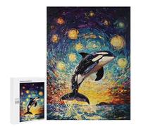 Jigsaw Puzzles 500 PCS for Adults Orca Under Starry Sky Teenagers Puzzles Hands-on Game Precision Cutting Help The Brain Exercise 500 PCS