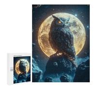 Jigsaw Puzzles 500 PCS for Adults Owl on A Moonlit Rock Teenagers Puzzles Toy Wall Decor Perfect Decoration Challenging To Complete 500 PCS