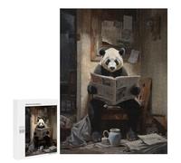 Jigsaw Puzzles 500 PCS for Adults Panda Reading Newspaper Puzzles for Adults Fun Games Staycation Kill Time for Birthday, Chrismas 500 PCS