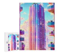 Jigsaw Puzzles 500 PCS for Adults Pastel Future Skyscrapers Jigsaw for Adults Anti-Stress Toys A Work of Art Great Gift for Gaming 500 PCS