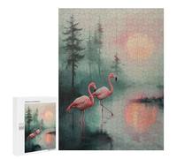 Jigsaw Puzzles 500 PCS for Adults Pink Flamingos at Sunset Teenagers Puzzles Toy Wall Decor Perfect Decoration Challenging To Complete 500 PCS