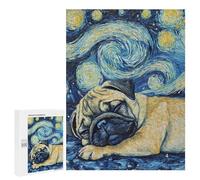 Jigsaw Puzzles 500 PCS for Adults Pug Puppy Sleeping Night Teenagers Puzzles Toy Wall Decor Perfect Decoration Challenging To Complete 500 PCS