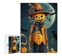 Jigsaw Puzzles 500 PCS for Adults Pumpkin Scarecrow Halloween Teenagers Puzzles Hands-on Game Precision Cutting Help The Brain Exercise 500 PCS