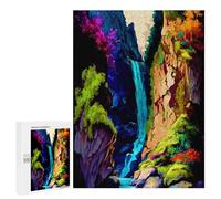 Jigsaw Puzzles 500 PCS for Adults Rainbow Waterfall in Fantasy Forest Jigsaw for Adults Anti-Stress Toys A Work of Art Great Gift for Gaming 500 PCS