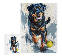 Jigsaw Puzzles 500 PCS for Adults Rottweiler Catching Ball Teenagers Puzzles Hands-on Game Precision Cutting Help The Brain Exercise 500 PCS