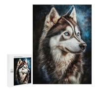 Jigsaw Puzzles 500 PCS for Adults Siberian Husky with Blue Eyes Teenagers Puzzles Toy Wall Decor Perfect Decoration Challenging To Complete 500 PCS