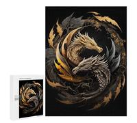 Jigsaw Puzzles 500 PCS for Adults Silver Gold Dragon Jigsaw Puzzle Anti-Stress Toys For Family Fun Deal As Gifts for The Whole Family 500 PCS