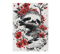 Jigsaw Puzzles 500 PCS for Adults Sloth with Cherry Blossoms Adult Jigsaw Toy Wall Decor Difficult Challenge Great Gift for Gaming 500 PCS