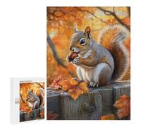 Jigsaw Puzzles 500 PCS for Adults Squirrel Eating Nut in Autumn Teenagers Puzzles Toy Wall Decor Perfect Decoration Challenging To Complete 500 PCS