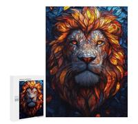 Jigsaw Puzzles 500 PCS for Adults Stained Glass Lion Teenagers Puzzles Hands-on Game Precision Cutting Help The Brain Exercise 500 PCS