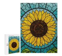 Jigsaw Puzzles 500 PCS for Adults Stained Glass Sunflower Puzzles for Adults Fun Games Staycation Kill Time for Birthday, Chrismas 500 PCS