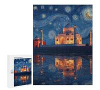 Jigsaw Puzzles 500 PCS for Adults Starry Night Taj Mahal Reflection Jigsaws for Adults Puzzle Family Activities Challenging To Complete Learning Educational Toys 500 PCS