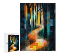 Jigsaw Puzzles 500 PCS for Adults Sunny Path Inspired by August Macke - Geometric Abstract Landscape Art Adult Puzzles Family Games Hand Speed Race Gifts for Friends And Family 500 PCS