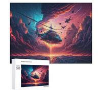 Jigsaw Puzzles 500 PCS for Adults Thunderstorm Helicopter Action Scene Puzzle for Adults Anti-Stress Toys Enhance Memory Great Gift for Gaming 500 PCS