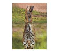Jigsaw Puzzles 500 PCS for Adults Tiger Mindset Reflection Jigsaw Puzzle Brain Teaser Game Hand Speed Race Stress Reduction Gifts 500 PCS
