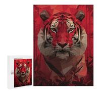 Jigsaw Puzzles 500 PCS for Adults Tiger Red Polygon Art Puzzles for Teenagers Family Activities Educational Challenge Challenging Game And Family Play 500 PCS