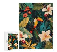 Jigsaw Puzzles 500 PCS for Adults Tropical Toucan Botanical Adult Puzzles Family Games Hand Speed Race Gifts for Friends And Family 500 PCS