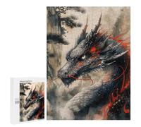 Jigsaw Puzzles 500 PCS for Adults Vintage Inked Dragon Puzzles for Adults Fun Games Staycation Kill Time for Birthday, Chrismas 500 PCS