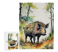 Jigsaw Puzzles 500 PCS for Adults Watercolor Wild Boar Puzzles for Adults Fun Games Staycation Kill Time for Birthday, Chrismas 500 PCS