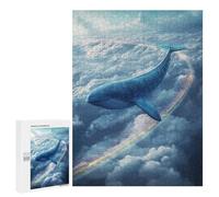 Jigsaw Puzzles 500 PCS for Adults Whale Flying through Clouds with Rainbow Puzzles for Adults Fun Games Staycation Kill Time for Birthday, Chrismas 500 PCS