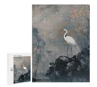 Jigsaw Puzzles 500 PCS for Adults White Heron in Misty Landscape Adult Jigsaw Puzzle Toy Wall Decor Analysis And Logic Challenging To Complete 500 PCS