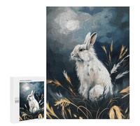 Jigsaw Puzzles 500 PCS for Adults White Rabbit Under Moonlight Adult Jigsaw Puzzle Toy Wall Decor Analysis And Logic Challenging To Complete 500 PCS