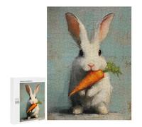 Jigsaw Puzzles 500 PCS for Adults White Rabbit with Carrot Painting Jigsaws for Adults Puzzle Family Activities Challenging To Complete Learning Educational Toys 500 PCS