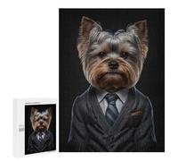 Jigsaw Puzzles 500 PCS for Adults Yorkshire Terrier Men Suit Puzzles for Adults Family Games Difficult Hard for Birthday, Chrismas 500 PCS