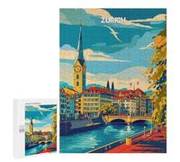 Jigsaw Puzzles 500 PCS for Adults Zurich Serenity Teenagers Puzzles Hands-on Game Precision Cutting Help The Brain Exercise 500 PCS