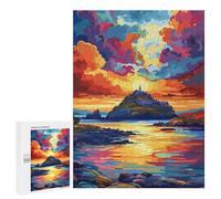 Jigsaw Puzzles 500 PCS for Teenagers Colorful Sunset Island Scene Jigsaws for Adults Puzzle Enhance Memory Educational Challenge Stress Reduction Gifts 500 PCS