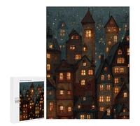 Jigsaw Puzzles 500 PCS for Teenagers Cozy Village Nightscape Jigsaw Puzzles for Adults Enhance Memory Parent-child Interaction Toy Intellectual Game 500 PCS