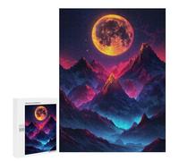 Jigsaw Puzzles 500 PCS for Teenagers Fiery Moonlit Mountainscape Jigsaws for Adults Puzzle Enhance Memory Educational Challenge Stress Reduction Gifts 500 PCS