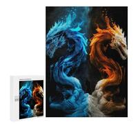 Jigsaw Puzzles 500 PCS for Teenagers Fire Vs. Ice Dragons Artwork -1 Jigsaws for Adults Puzzle Enhance Memory Educational Challenge Stress Reduction Gifts 500 PCS