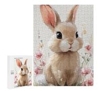 Jigsaw Puzzles 500 PCS for Teenagers Floral Bunny Art Print -1 Jigsaws for Adults Puzzle Enhance Memory Educational Challenge Stress Reduction Gifts 500 PCS