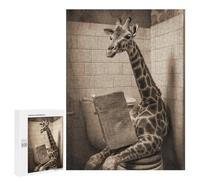 Jigsaw Puzzles 500 PCS for Teenagers Giraffe Reading Newspaper in Bathroom-1 Jigsaws for Adults Puzzle Enhance Memory Educational Challenge Stress Reduction Gifts 500 PCS