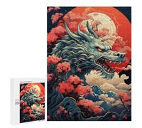Jigsaw Puzzles 500 PCS for Teenagers Japanese Mythical Dragon Art Print Jigsaws for Adults Puzzle Enhance Memory Educational Challenge Stress Reduction Gifts 500 PCS
