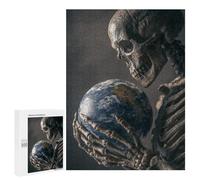 Jigsaw Puzzles 500 PCS for Teenagers Skull Holding Earth Globe Jigsaw Puzzles for Adults Enhance Memory Parent-child Interaction Toy Intellectual Game 500 PCS