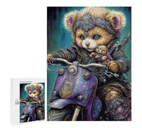 Jigsaw Puzzles 500 PCS for Teenagers Steampunk Teddy Bear Motorcycle Art Print Jigsaws for Adults Puzzle Enhance Memory Educational Challenge Stress Reduction Gifts 500 PCS