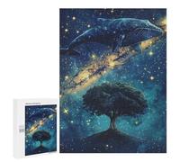 Jigsaw Puzzles 500 PCS for Teenagers Whale Tree Galaxy Art Print-2 Puzzles for Teenagers But Fun And Humorous Educational Challenge Toy Intellectual Game 500 PCS